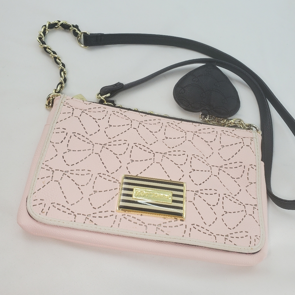 Betsey Johnson Blush Pink Bow Flap Crossbody